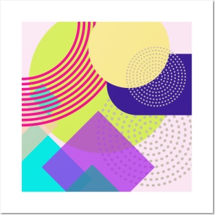 Modern Geometric Pattern Pastel Lime Pink Brights Serene Style Posters and Art